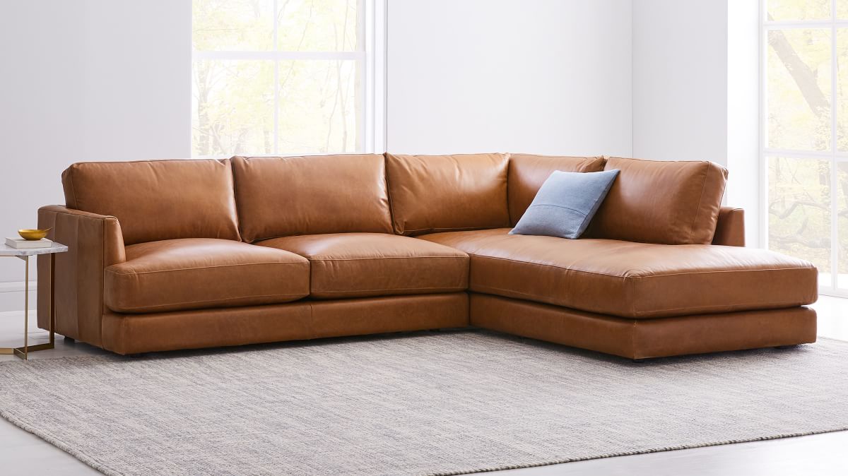 west elm leather sectional sofa